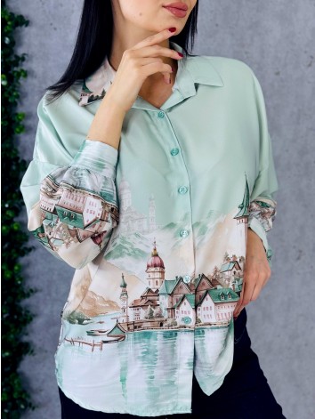 Dámska zelená vzorovaná blúzka Lorela