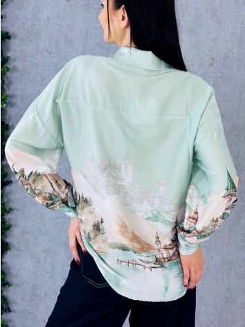 Dámska zelená vzorovaná blúzka Lorela