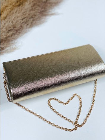 Dámska zlatá spoločenská kabelka s kamienkami a remienkom