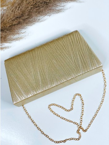 Dámska zlatá spoločenská kabelka s remienkom Reia