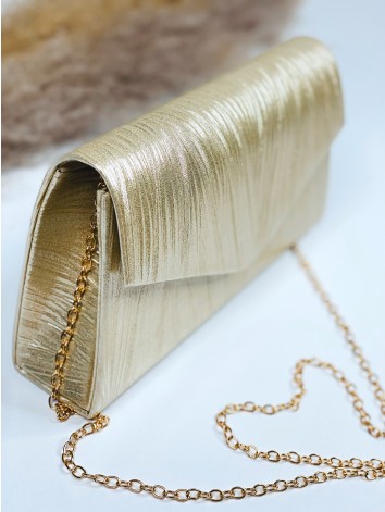 Dámska zlatá spoločenská kabelka s remienkom Reia