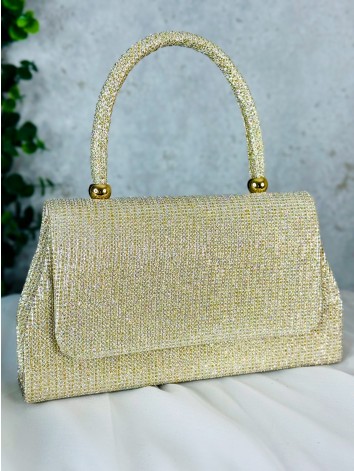 Dámska zlatá trblietavá spoločenská kabelka Emla