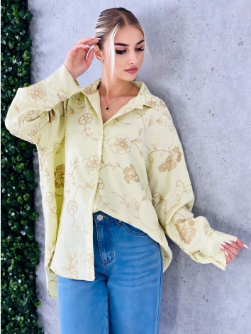 Dámska žltá oversize blúzka s nášivkami