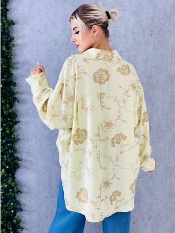 Dámska žltá oversize blúzka s nášivkami