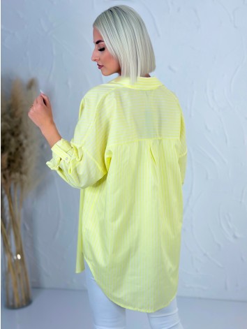 Dámska žltá oversize pruhovaná košeľa
