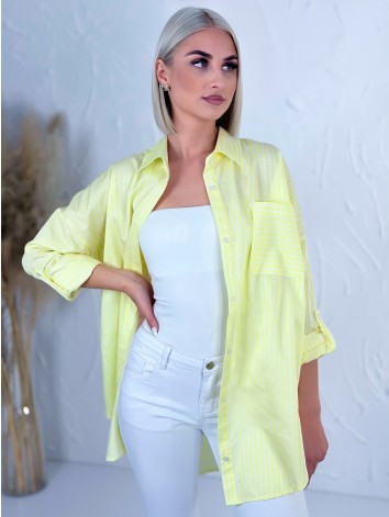 Dámska žltá oversize pruhovaná košeľa