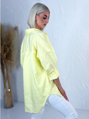 Dámska žltá oversize pruhovaná košeľa