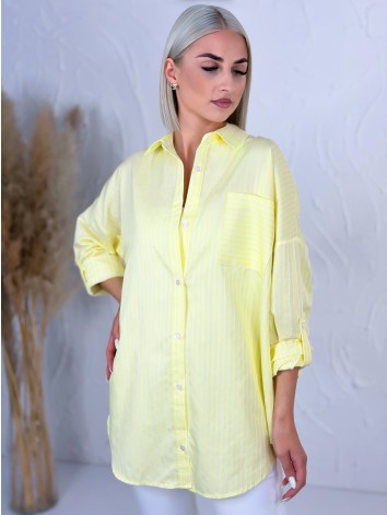 Dámska žltá oversize pruhovaná košeľa