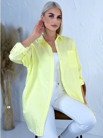Dámska žltá oversize pruhovaná košeľa