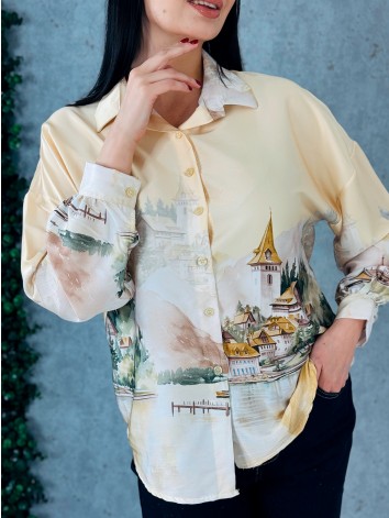 Dámska žltá vzorovaná blúzka Lorela