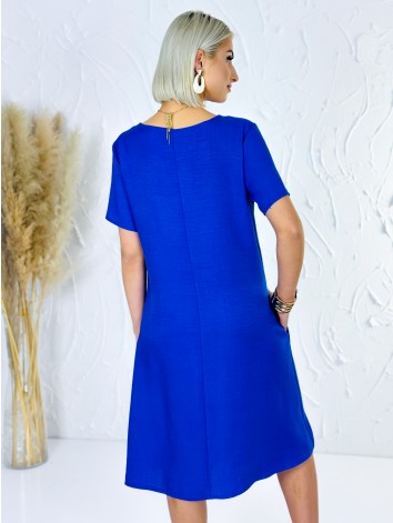 Dámske áčkové spoločenské šaty s vreckami aj pre moletky - modré