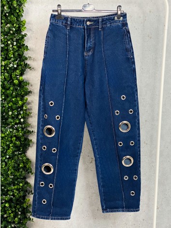 Dámske baggy rifle s cvokmi - tmavo modré