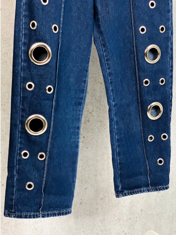 Dámske baggy rifle s cvokmi - tmavo modré