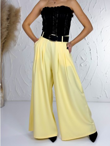 Dámske banánové široké nohavice s opaskom Dubaj