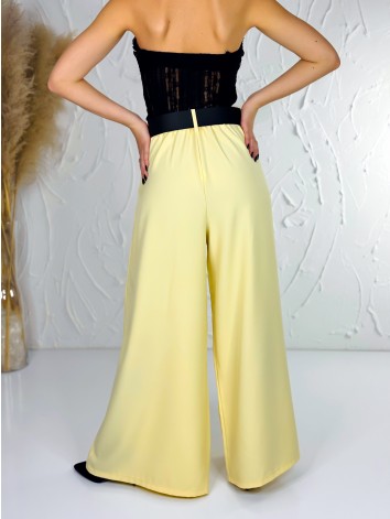 Dámske banánové široké nohavice s opaskom Dubaj
