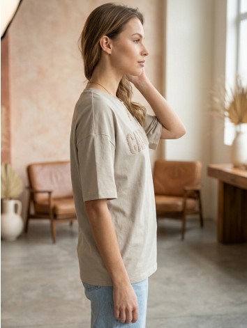 Dámske béžové bavlnené oversize tričko CALIFORNIA