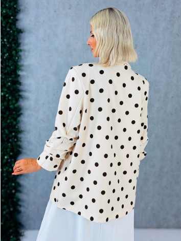 Dámske béžové bodkované oversize sako