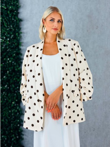 Dámske béžové bodkované oversize sako