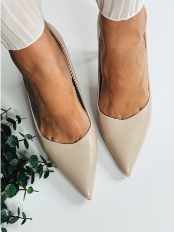 Dámske béžové matné lodičky na nízkom opätku