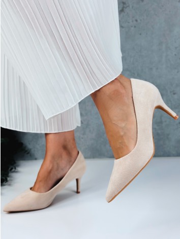 Dámske béžové semišové lodičky Lina