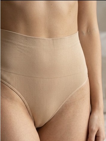 Dámske béžové sťahovacie tangá s vysokým pásom