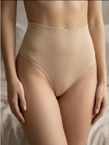 Dámske béžové sťahovacie tangá s vysokým pásom