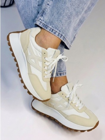 Dámske béžove štýlové tenisky na vysokej platforme