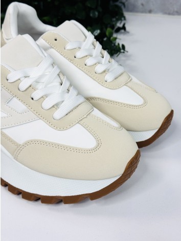 Dámske béžove štýlové tenisky na vysokej platforme