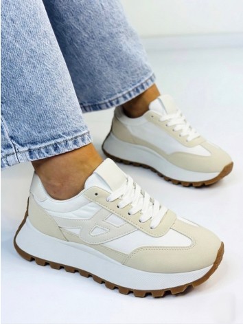 Dámske béžove štýlové tenisky na vysokej platforme