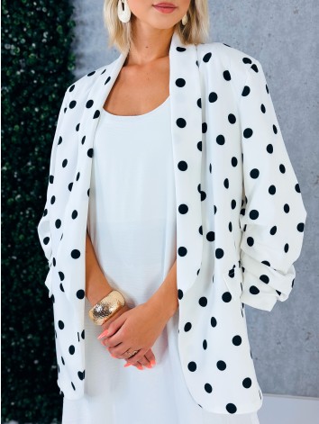 Dámske biele bodkované oversize sako