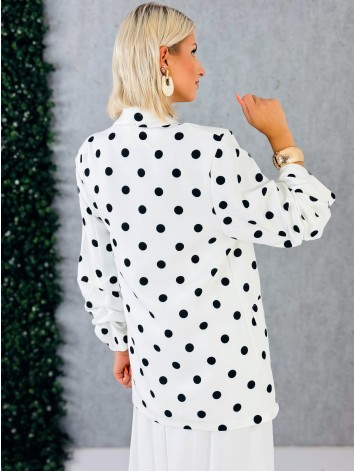 Dámske biele bodkované oversize sako