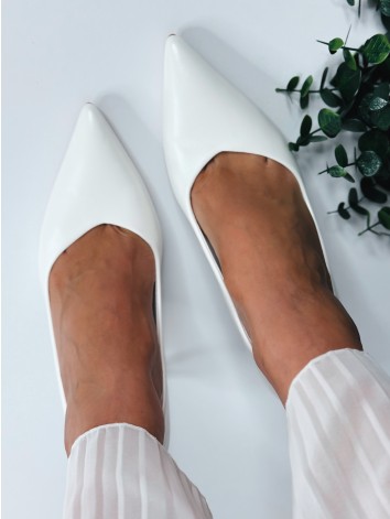 Dámske biele matné lodičky na nízkom opätku