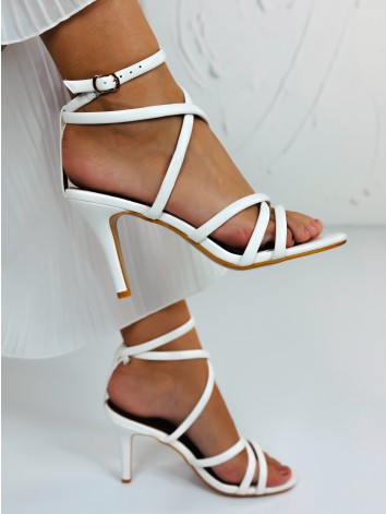 Dámske biele sandále s viazaním Lora