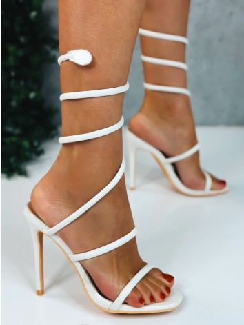 Dámske biele sandále so špirálovým remienkom