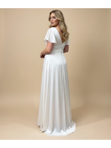 Dámske biele saténové spoločenské šaty pre moletky