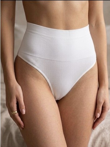 Dámske biele sťahovacie tangá s vysokým pásom