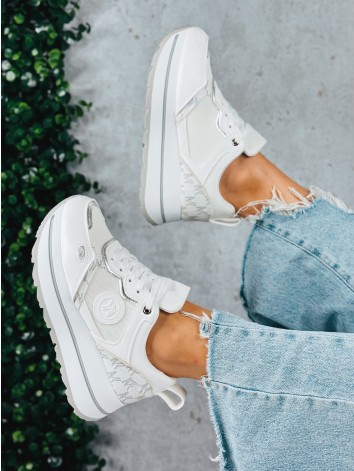 Dámske biele tenisky na platforme NK