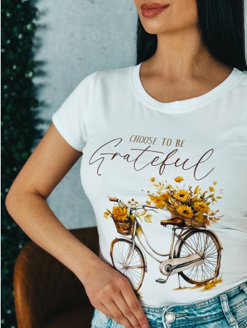 Dámske biele tričko Choose to be GRATEFUL