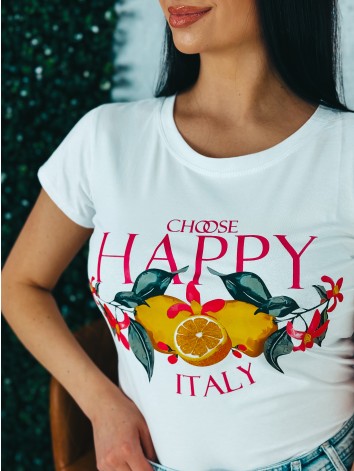 Dámske biele tričko HAPPY ITALY