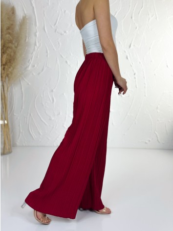 Dámske bordové plisované nohavice s vysokým pásom Korfu