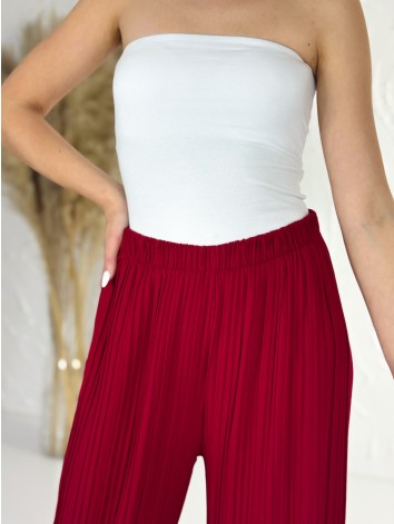 Dámske bordové plisované nohavice s vysokým pásom Korfu