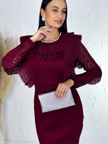 Dámske bordové spoločenské šaty