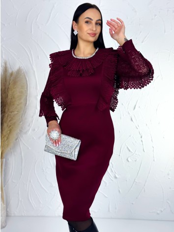 Dámske bordové spoločenské šaty