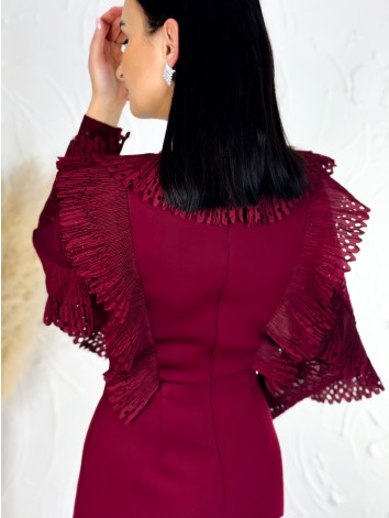 Dámske bordové spoločenské šaty