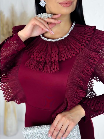 Dámske bordové spoločenské šaty