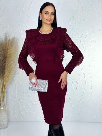 Dámske bordové spoločenské šaty