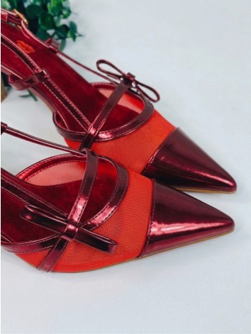 Dámske červené sandále na nízkom opätku Merina