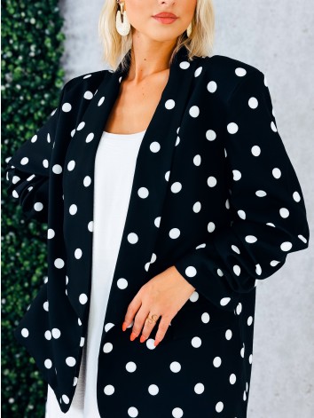 Dámske čierne bodkované oversize sako