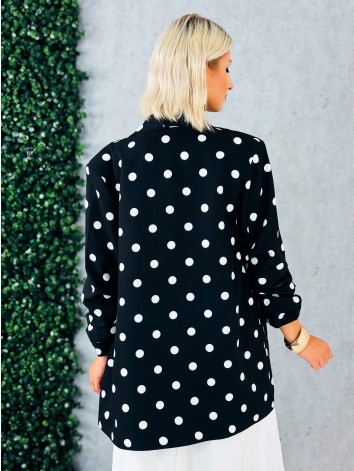 Dámske čierne bodkované oversize sako
