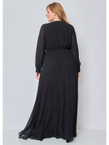 Dámske čierne dlhé spoločenské šaty s rázporkom ALEXA